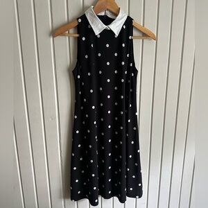 Ralph Lauren Black Polka Dot Collared Dress